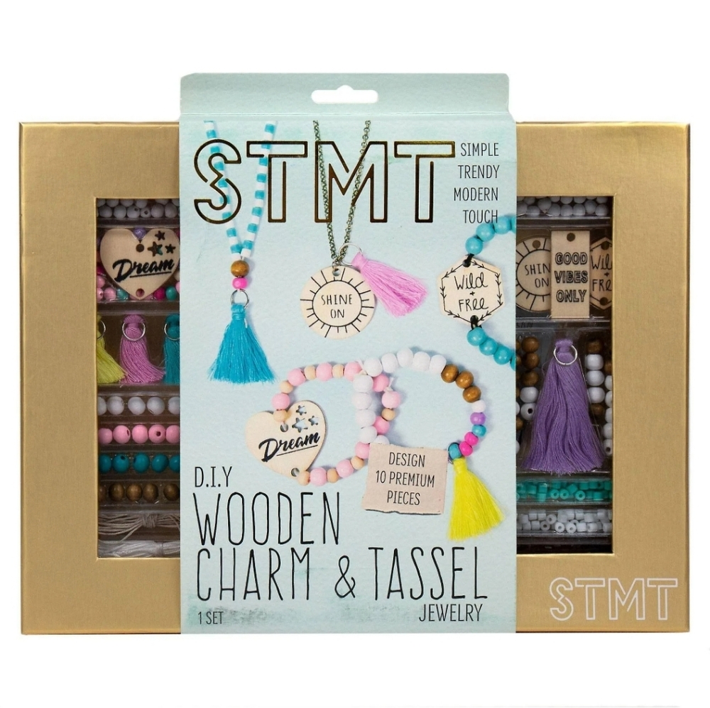 STMT Wooden Charm & Tassel Jewelry Making Craft Kit NIB